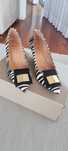 Sapatos muito elegantes em pêlo de pónei, motivo zebra