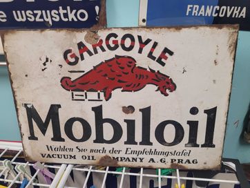 szyld emaliowany Mobiloil Gargoyle A.G PRAG