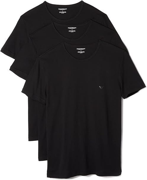 Emporio Armani Męska Koszulka T-Shirt Okrągły Dekolt Logo Zestaw 3Szt