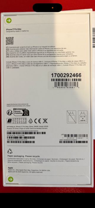 Iphone 17 Pro Max 256Gb  Silver (Prateado)Selado .
