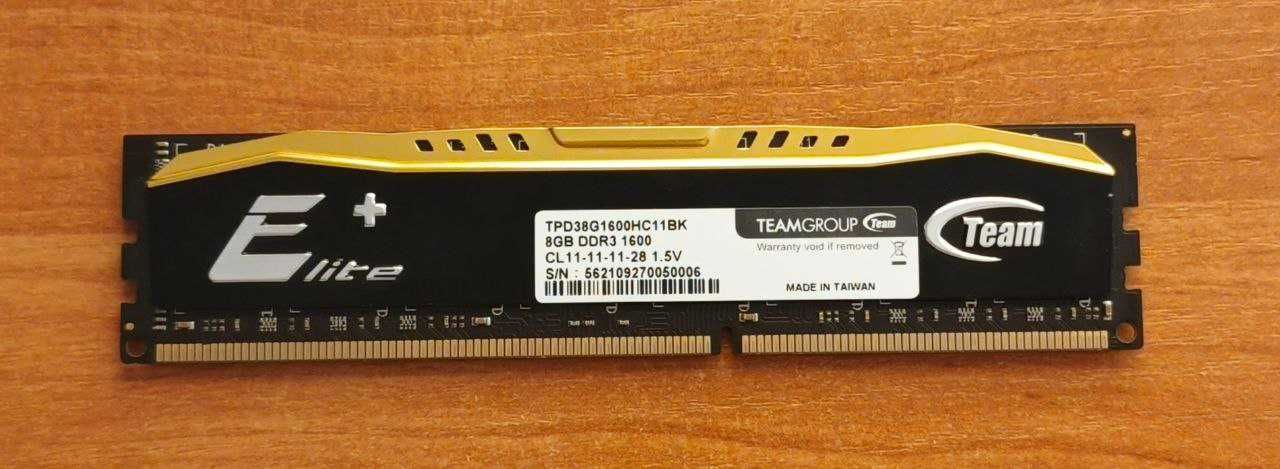 Оперативна пам'ять Team DDR3 8Gb Elite Plus 1600 MHz Black
