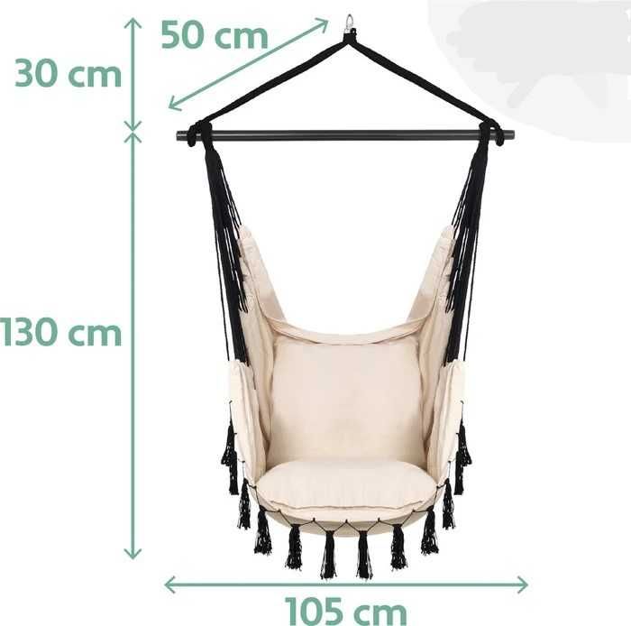 Zestaw fotel HAMAK wiszący i mocowanie do domu i ogrodu + 2 poduszki