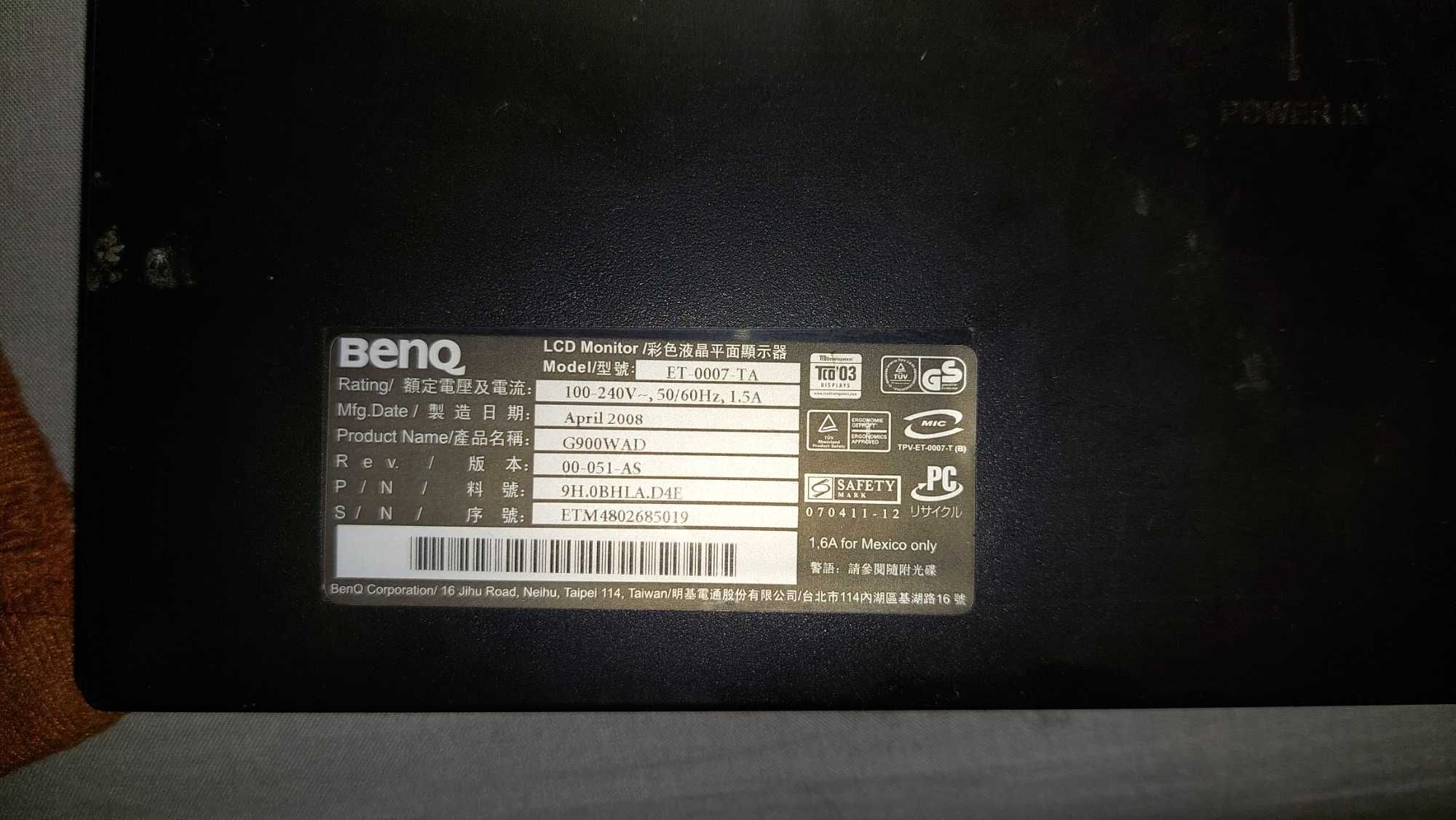 Monitor BenQ G900WAD 19 ", TN, 1440 x 900, 5ms, 75hz