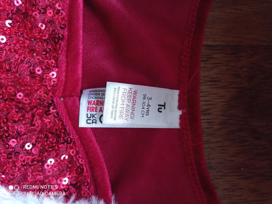 Mikołaj Boże Narodzenie strój przebranie rozm. 3-4 lat