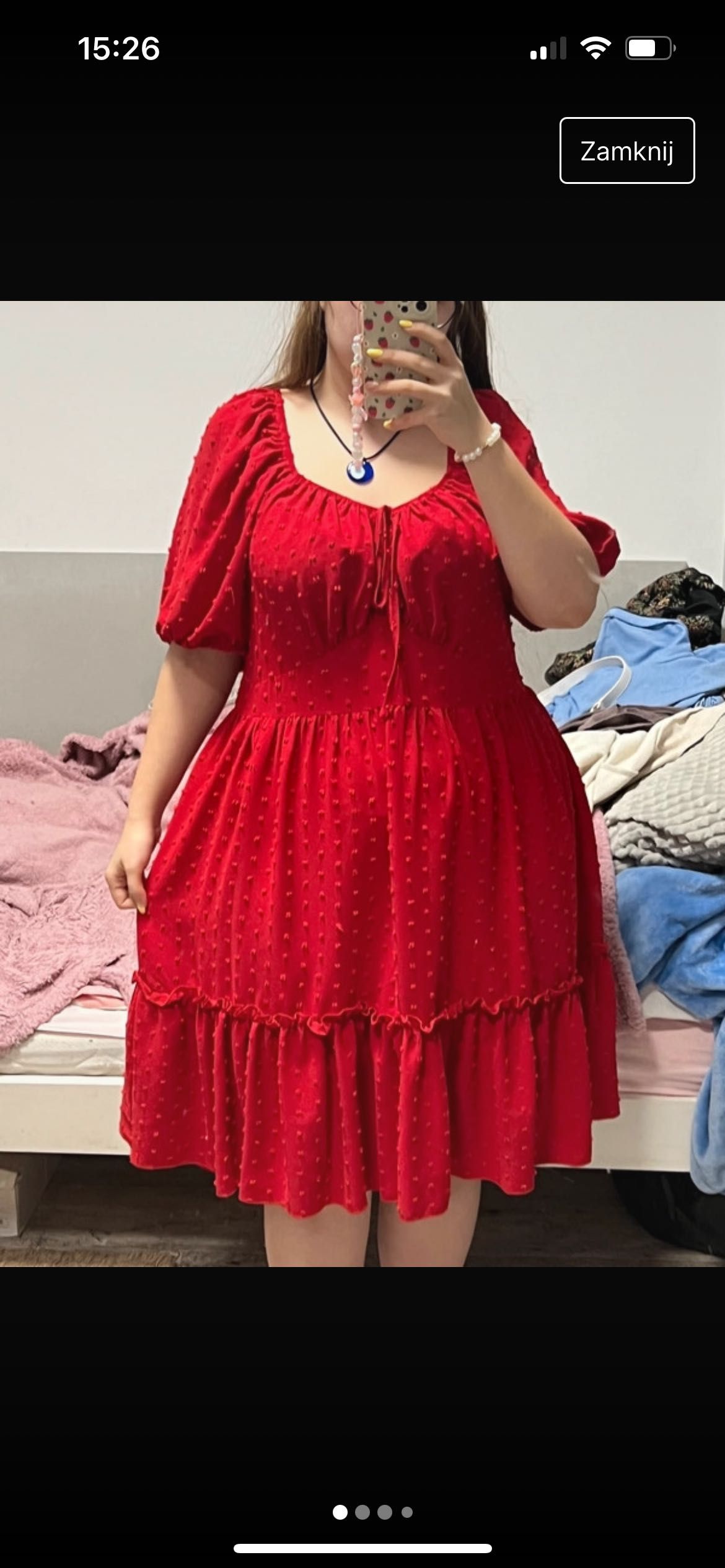 Sukienka czerwona Hiszpanka midi shein 2XL
