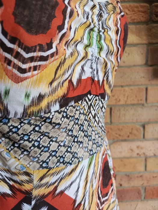 rustykalna sukienka rozkloszowana boho bawełniana S retro