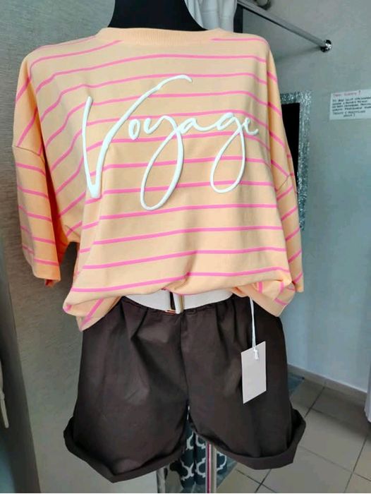 Bluzka oversize w paski pomarańczowa - Nowa, okazja!