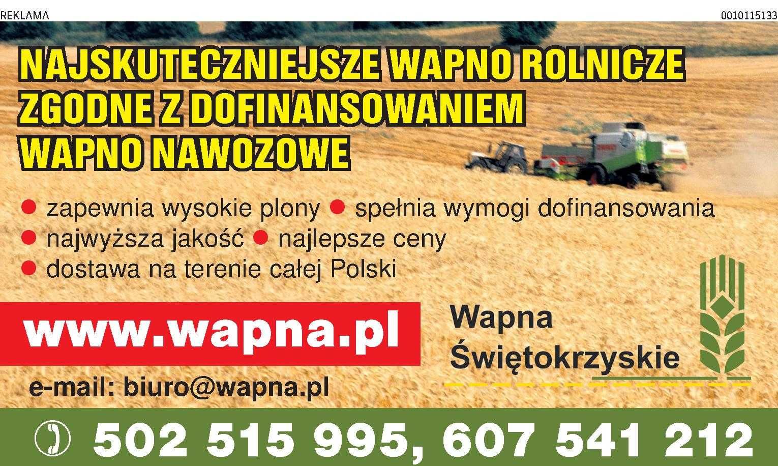 Wapno Nawozowe, Węglanowe, magnezowe, Kreda -ZWROT Z DOTACJI POL IUE*