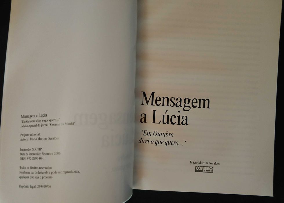 Mensagem a Lúcia: "em Outubro direi o que quero..."