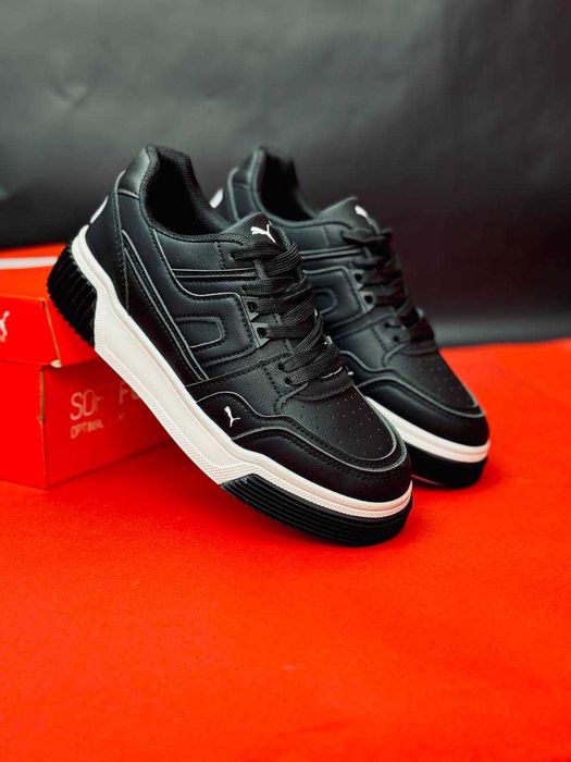 Цена за пару женские кроссовки пума черные натуральная кожа