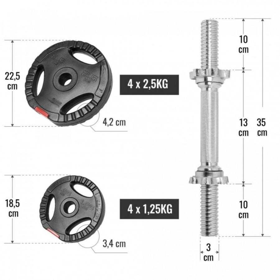 Zestaw 2x10 kg Hantle bitumiczne regulowane