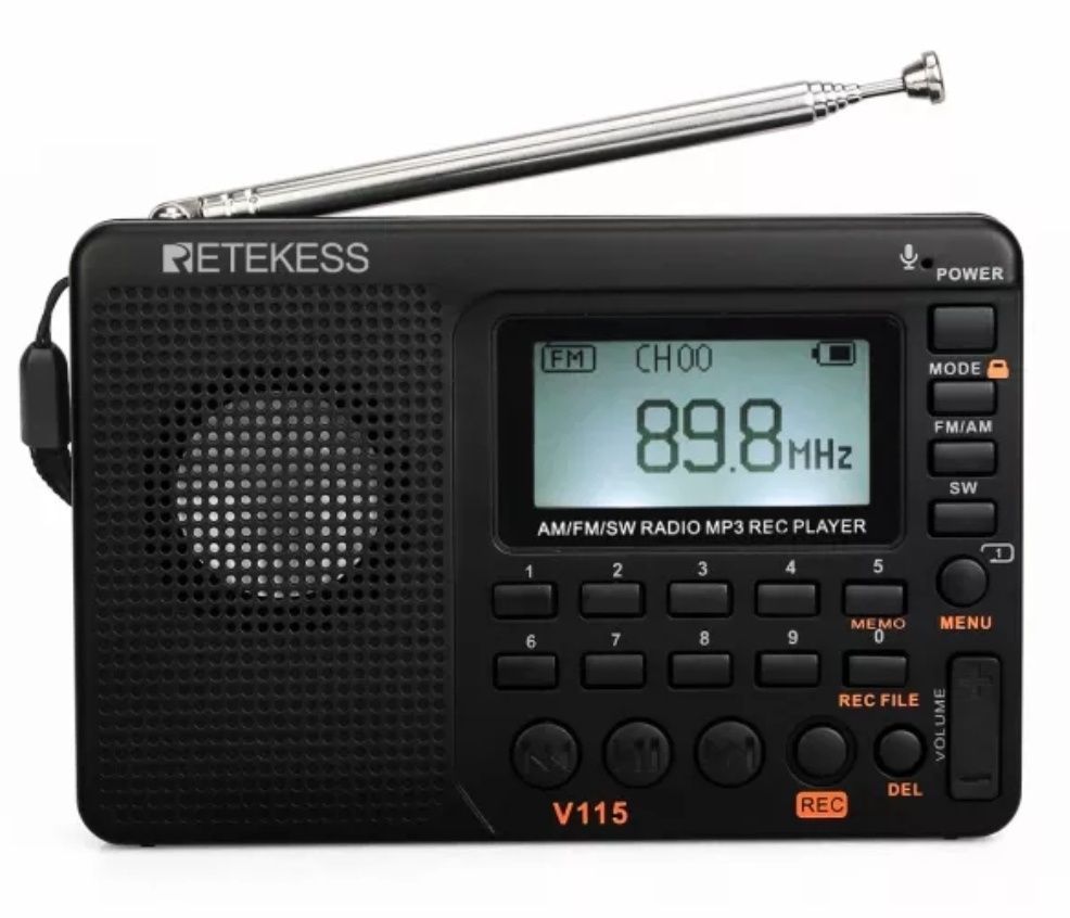Радиоприемник Retekess V115 FM/AM/SW MP3 плеер радио диктофон