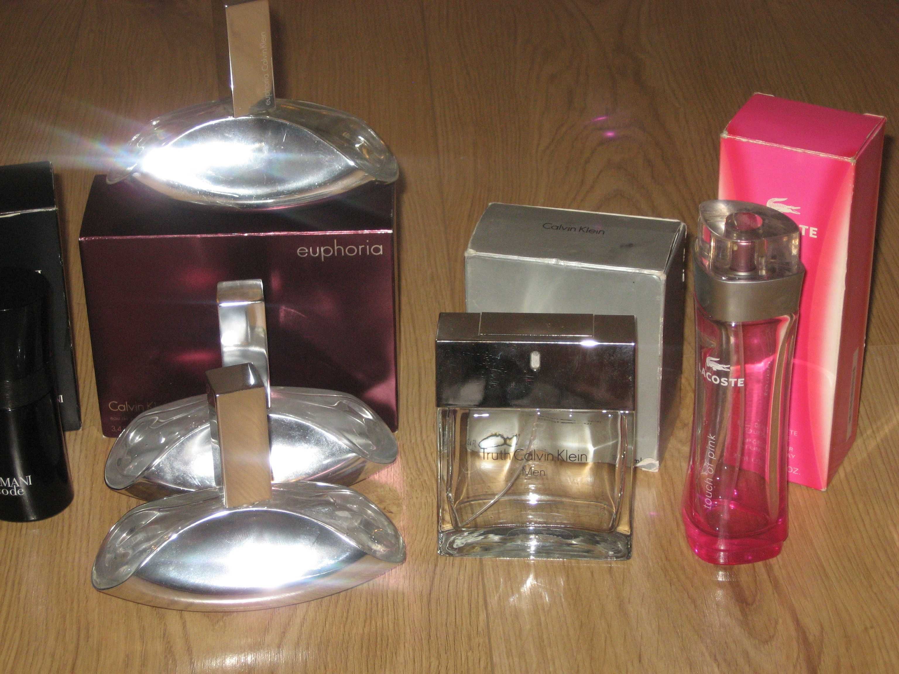 Puste Flakony Giorgio Armani Lacoste Diesel Calvin Klein + Pudełka bdb