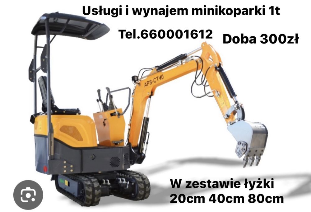 Usługi/wynajem minikoparki 1t