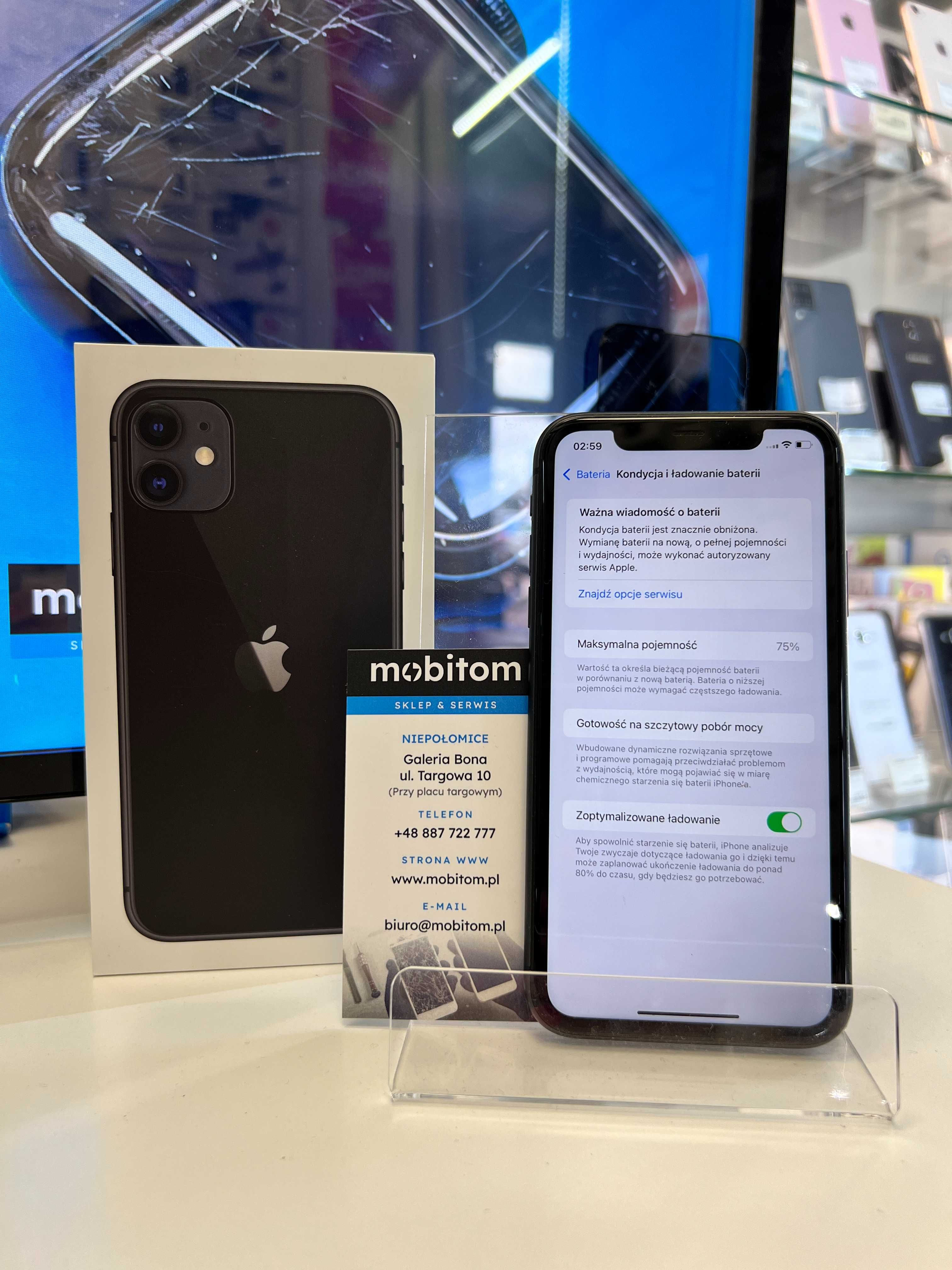 Apple iPhone 11 64GB Czarny / Black Bat. 75% Gw. 3 msc. FVM