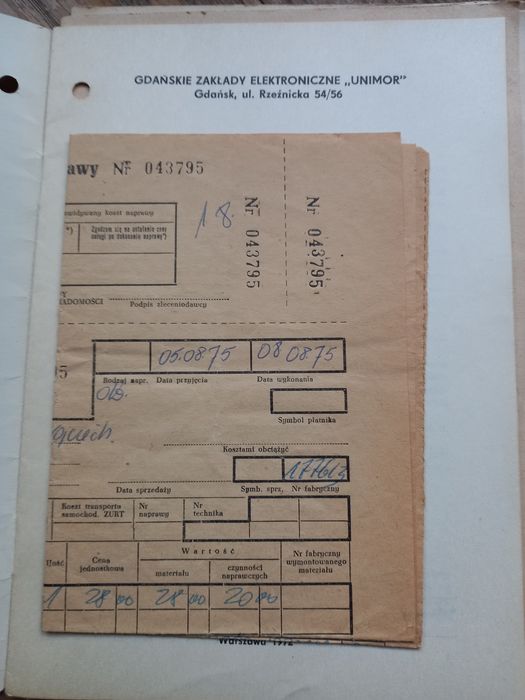 Instrukcja obsługi telewizor Neptun Unitra Unimor 1975 r. Odbiornik