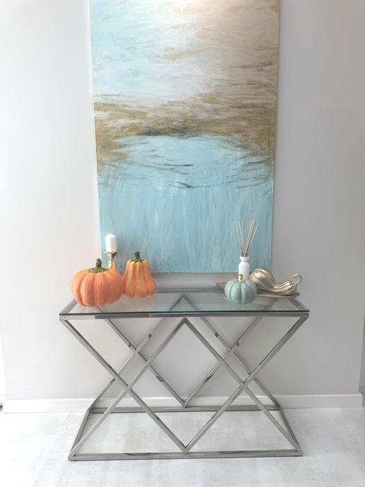 Konsola srebrna toaletka stolik glamour nowoczesny