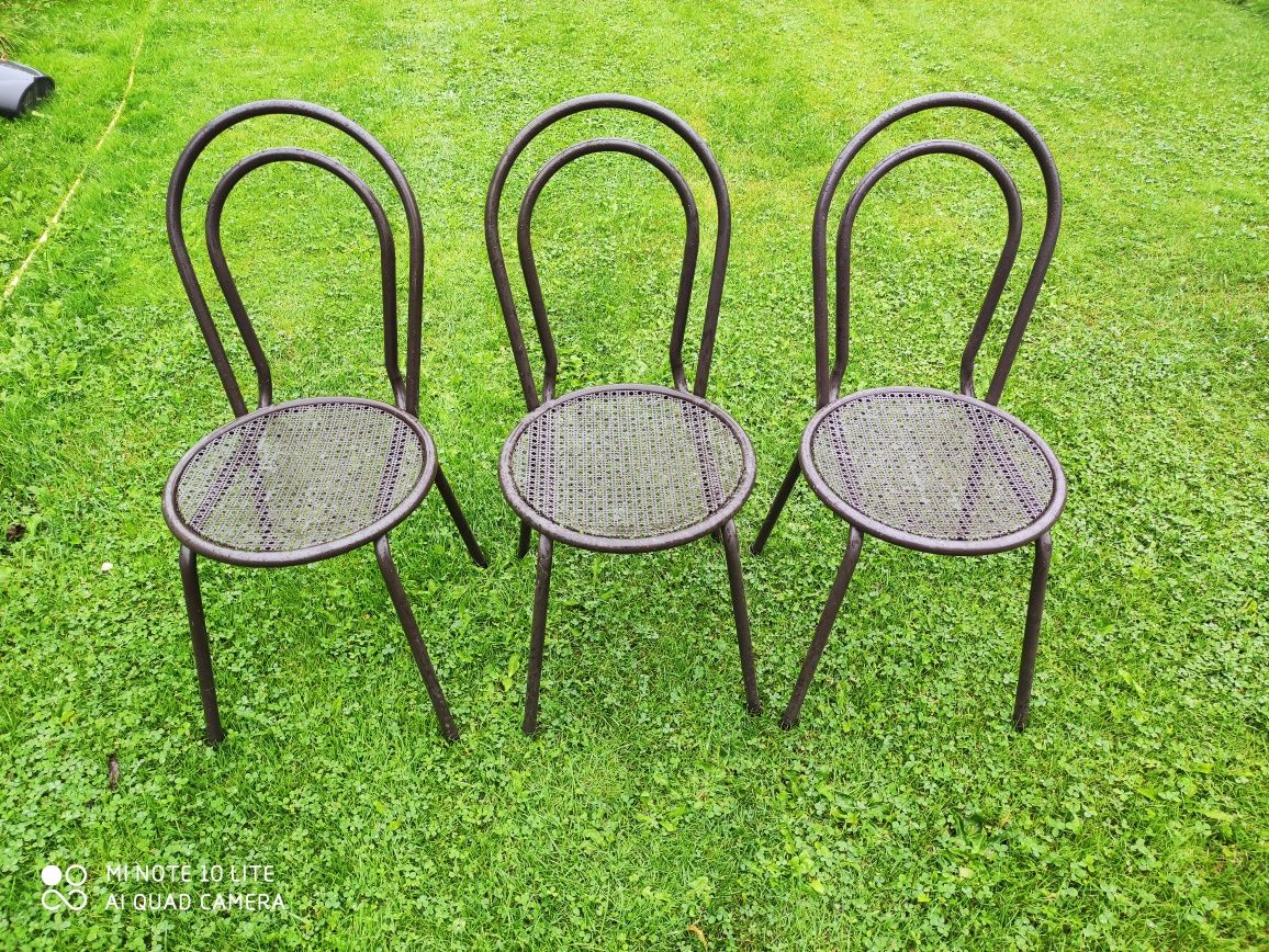 Krzesła stalowe ogrodowa ala rafia z rafią
