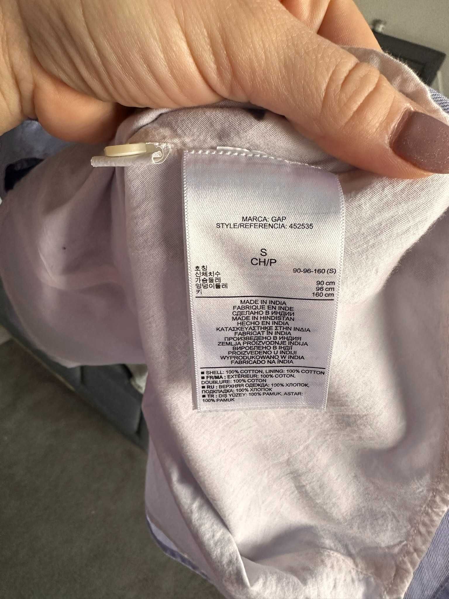 Niebieska sukienka oversize paski kołnierzyk GAP 100% bawełna