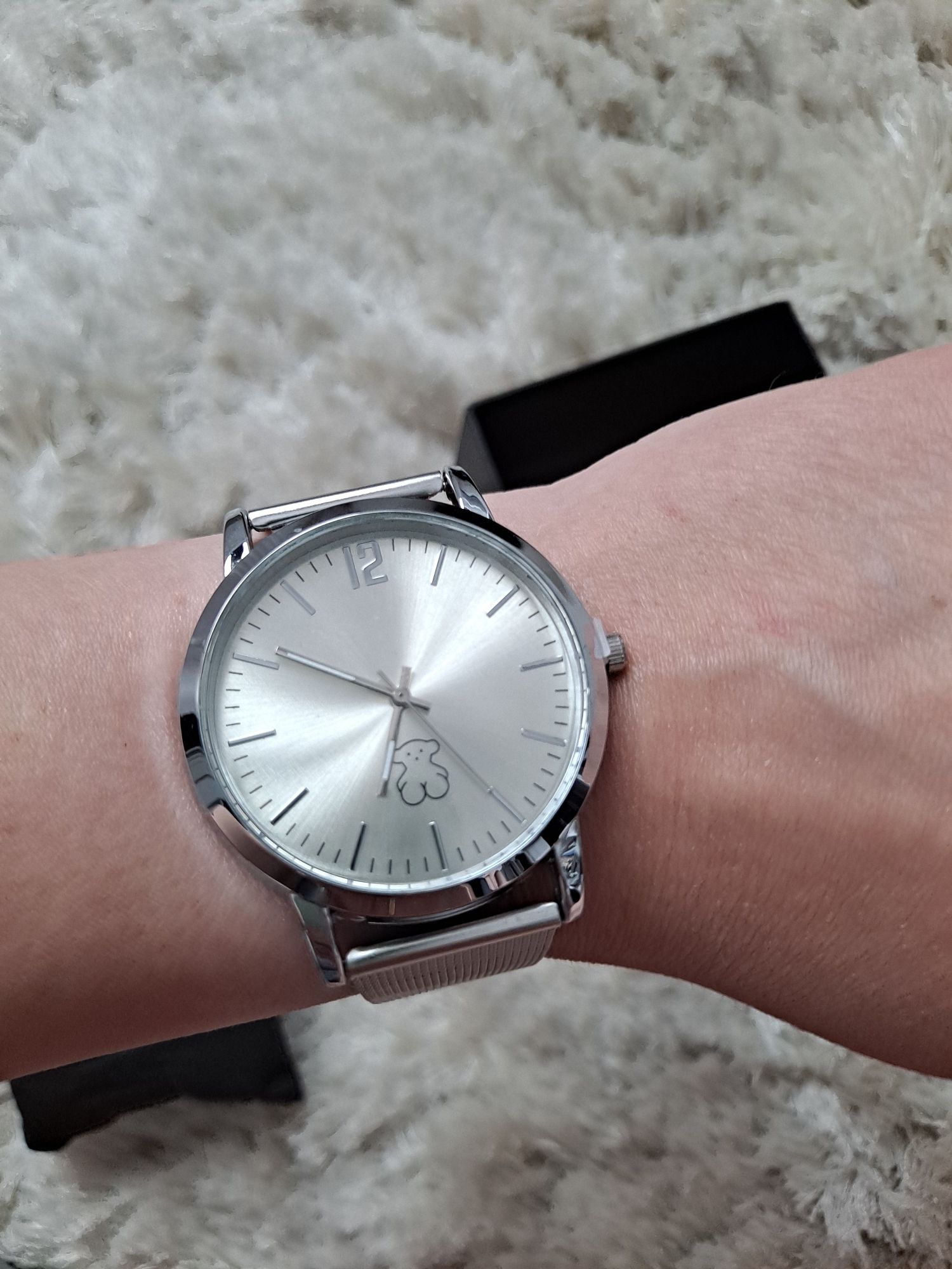 Srebrny zegarek z misiem NOWY