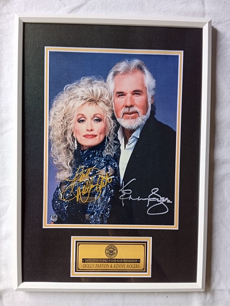 Moldura Dolly Parton & Kenny Rogers com Autógrafos (A4)