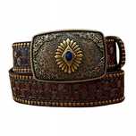 Pas pasek kowbojski western VINTAGE KLAMRA DŻETY TEXAS KAMIEŃ 130 cm