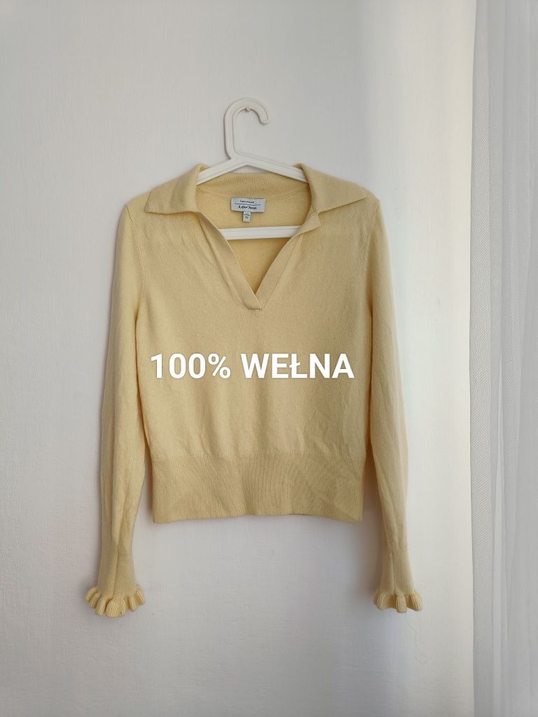 Wełniany żółty sweter S & otherStories wełna premium