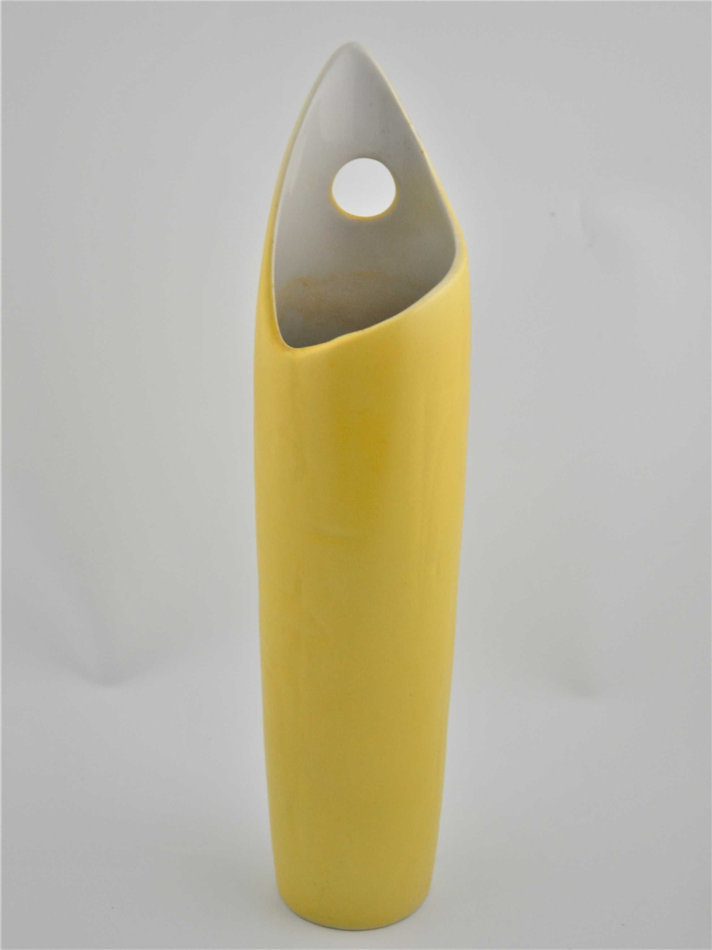 Wazon żółty Zsolnay Török Janos design lata 60-te wys.27cm