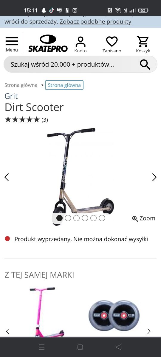 Hulajnoga wyczynowa dirt scoot grit addict native