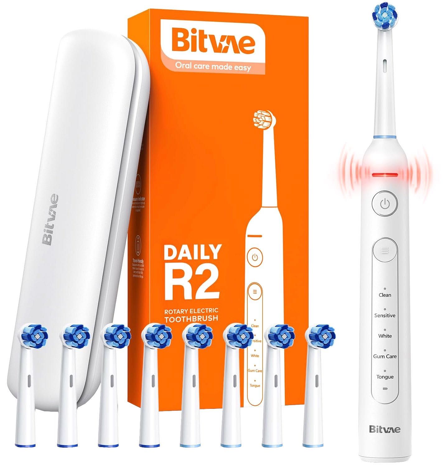 Електрична зубна щітка Bitvae R2 з футляром та 8 насадок біла