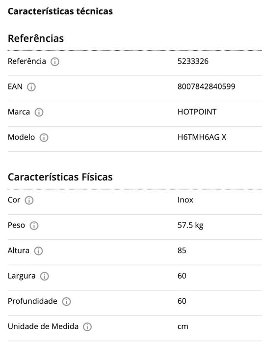 Fogão Hotpoint Ariston 59L aço inoxidável 4 placas gás