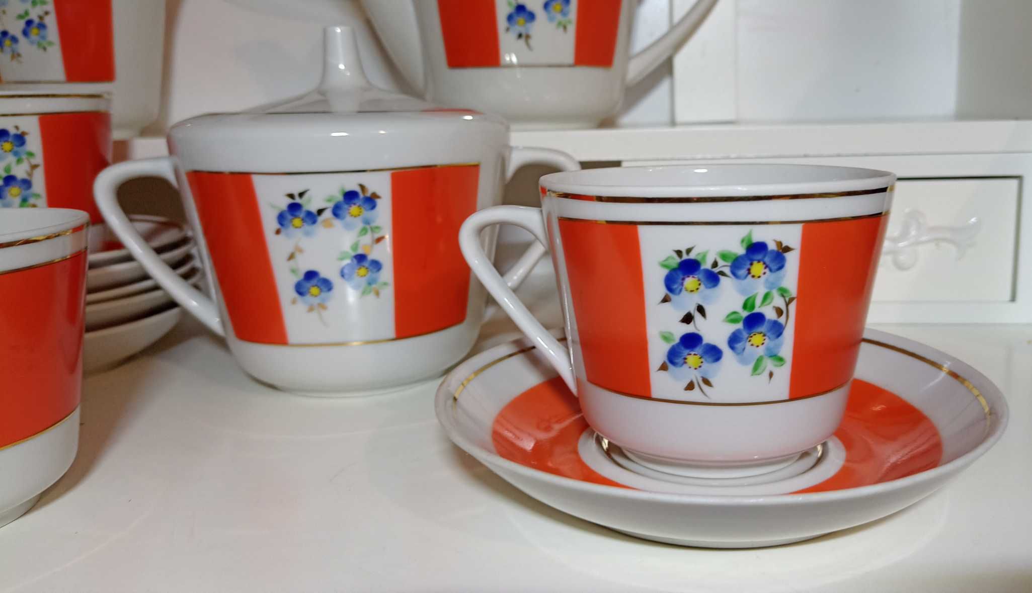 Serwis do herbaty kawy "Niezapominajki" Porcelana ZSRR od Lat 1960