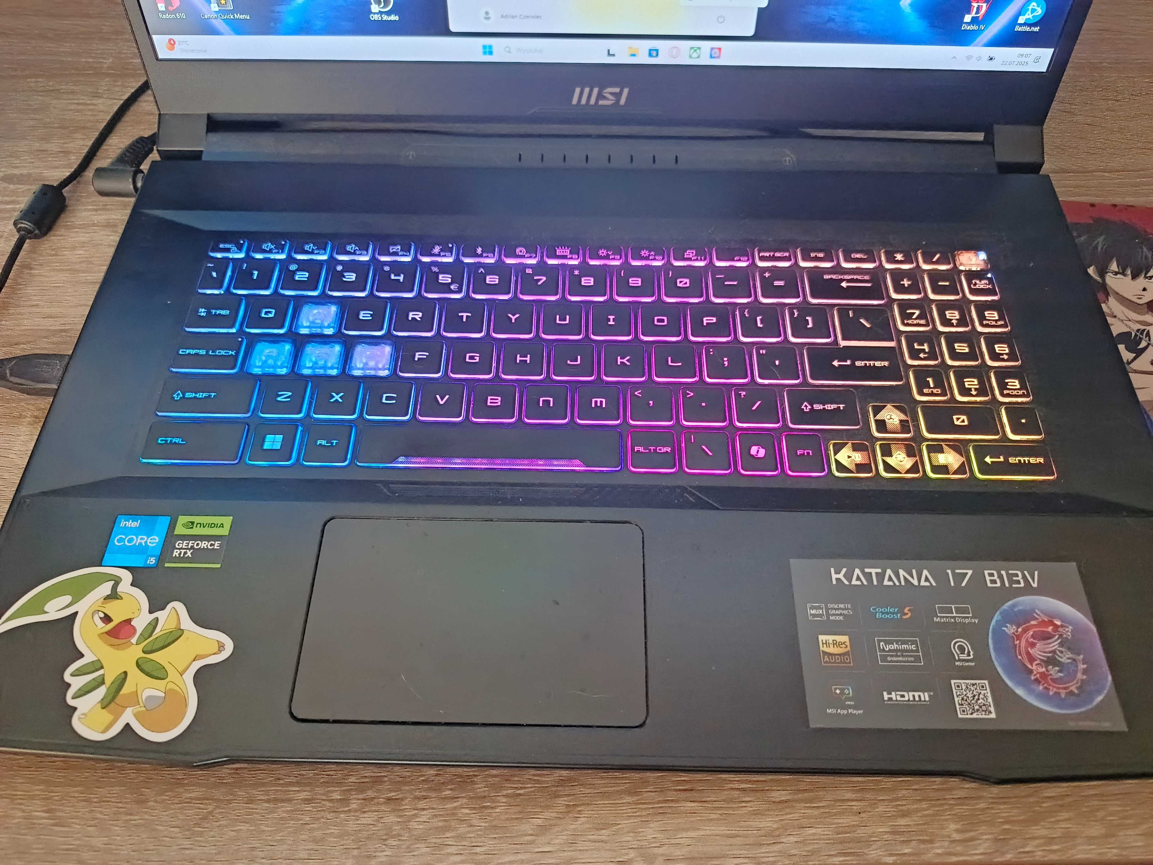 Sprzedam/Zamienie MSI Katana 17  RTX 4050 i5 13. gen 16 GB RAM 512 GB
