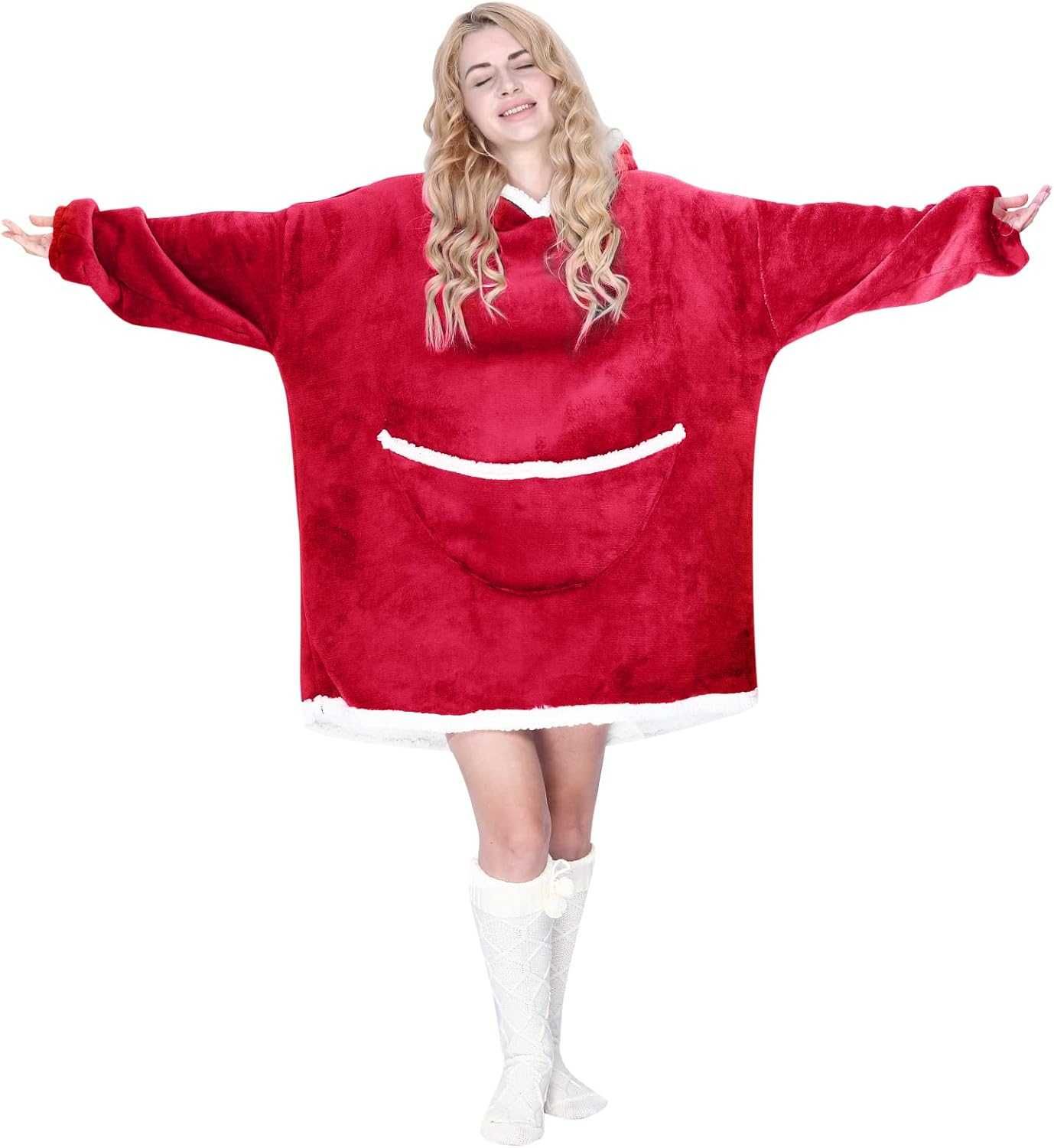 Bluza OVERSIZE XXL ciepła, unisex, z kapturem, kieszeń, kocobluza