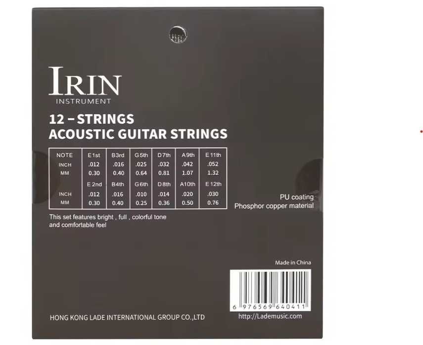 Струны 12 двенадцатиструнной гитары IRIN Phosphor Bronze