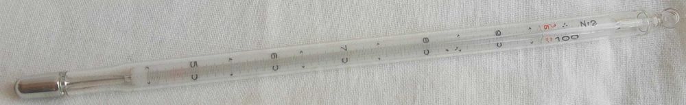 PRL - zestaw 2 szklane termometry laboratoryjne 100 i 200 stopni