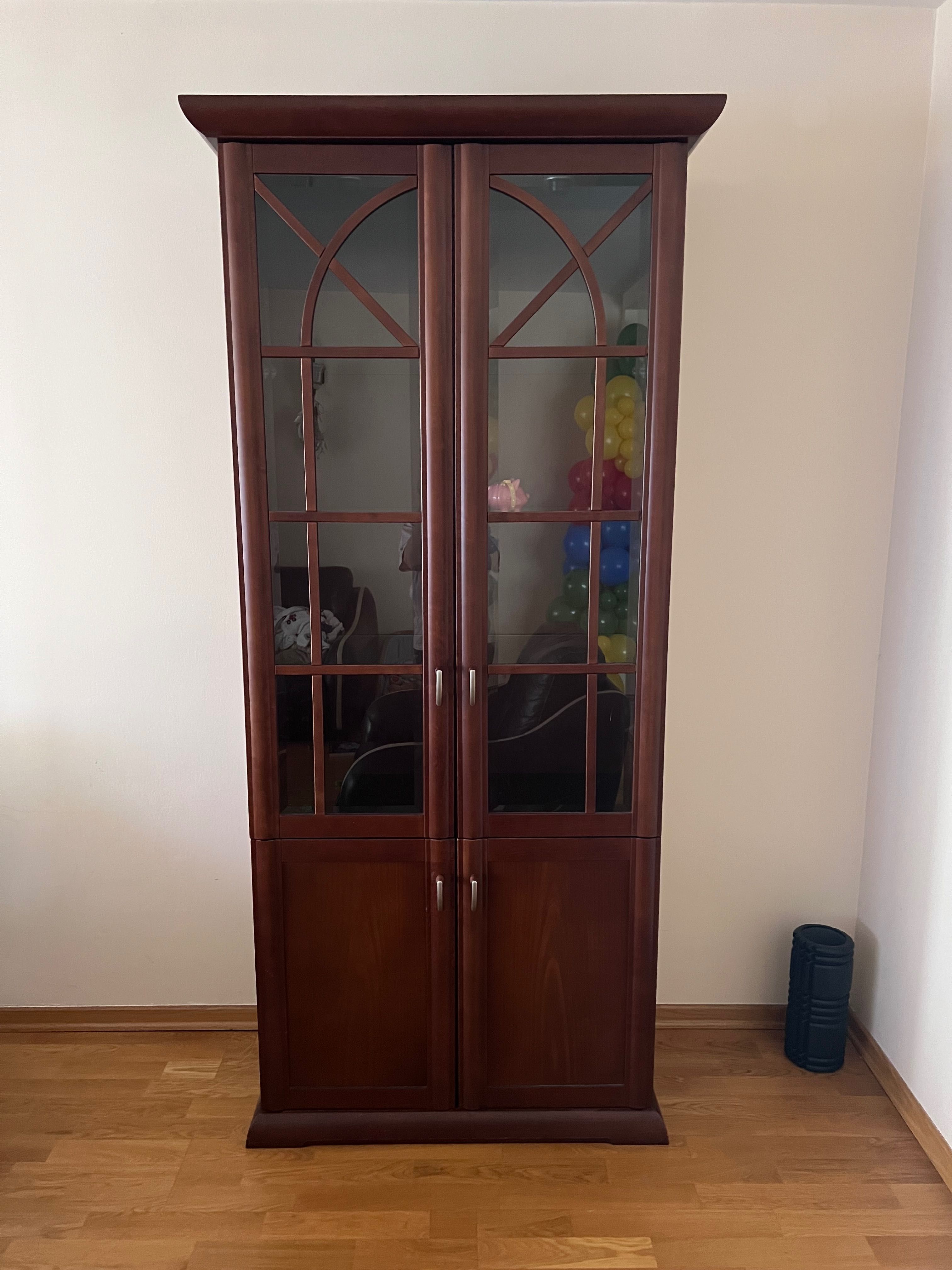 komplet mebli do salonu - witryna stolik półka drewniane