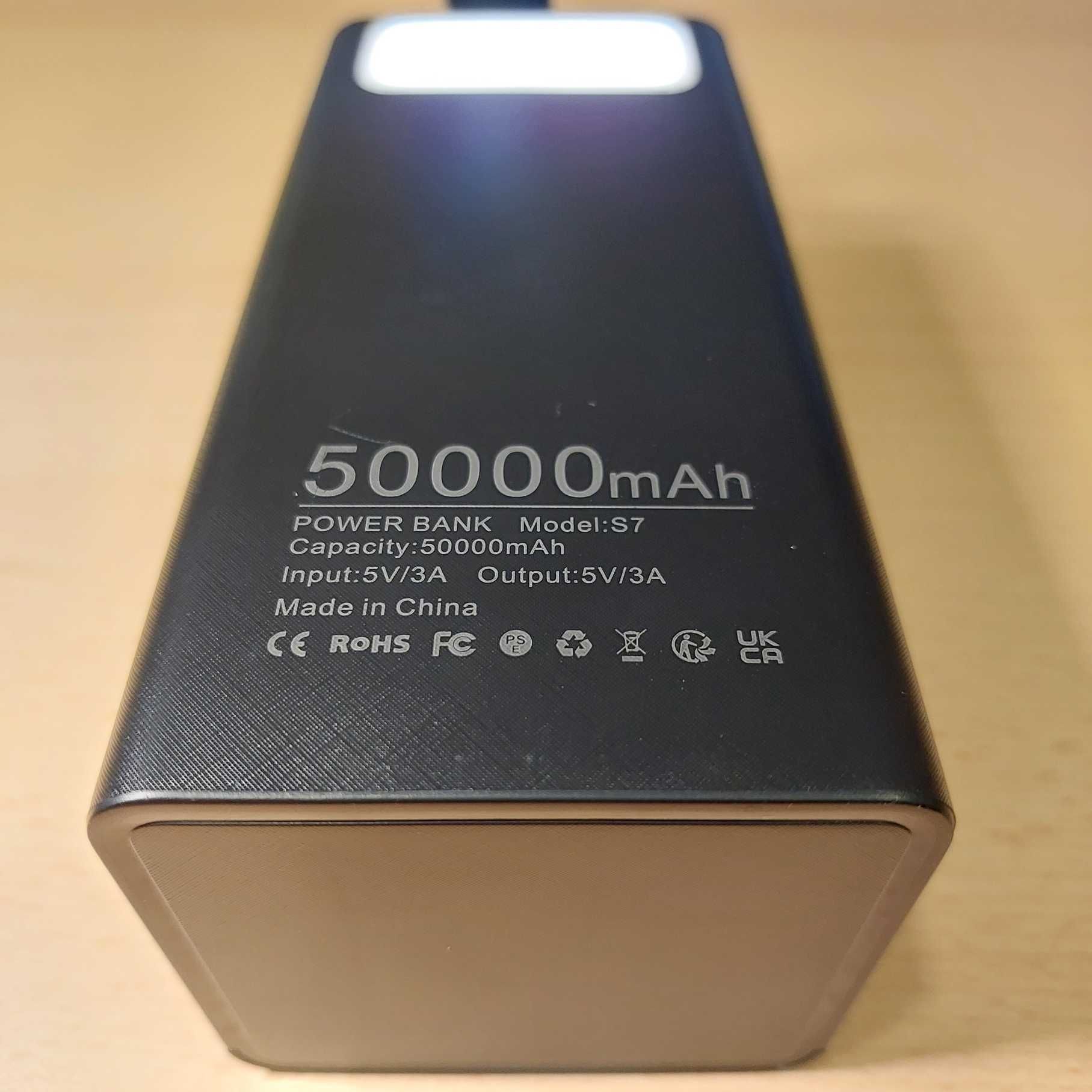 Повербанк 50000mAh 225Wh PD3.0 QC4.0 швидка зарядка 7 портів Ліхтарик