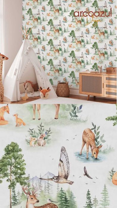 Papel de Parede Infantil Dinossauros , savana, princesas  By Arcoazul