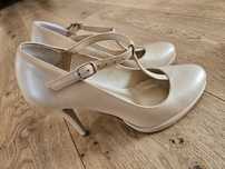 Buty szpilki ślubne perła beż
