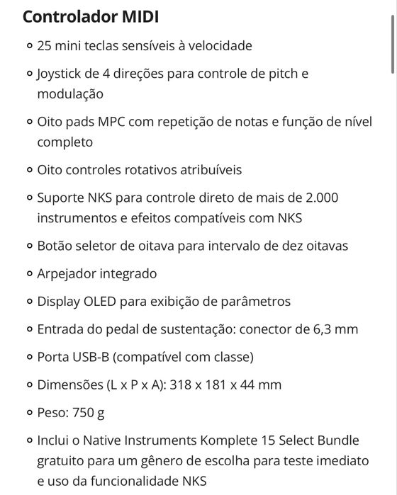 Teclado Controlador MIDI “AKAI” NOVO NA CAIXA