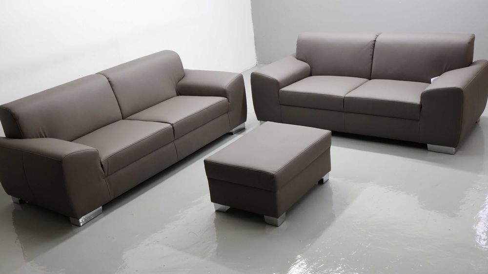 TAB nowy komplet 3+2+PUFA SOFA kanapa, zestaw CZEKOLADOWA ECO SKÓRA s