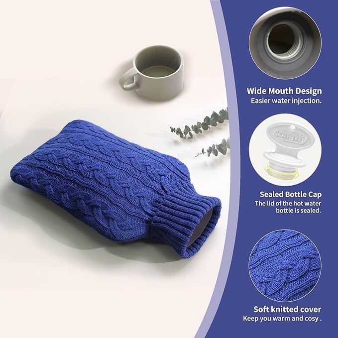 Samply Termofor 2L Z Dzianinowym Pokrowcem Granatowy Ogrzewacz