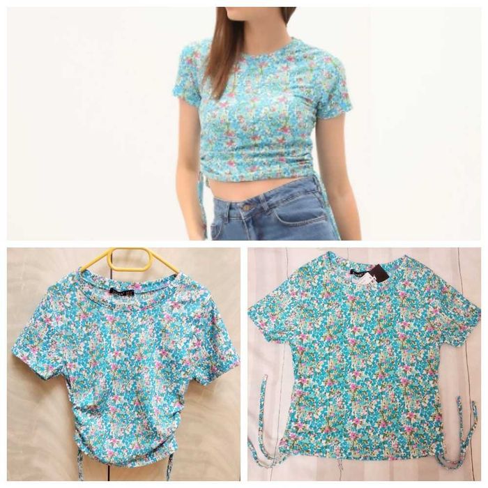 Блакитна футболка на дівчинку футболка голубая с фиксацией 152