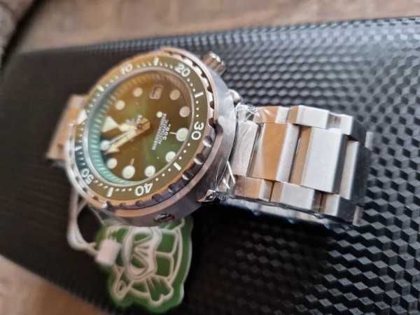 Zegarek mechaniczny SteelDive Baby Tuna zielony z mech. Seiko NH35.