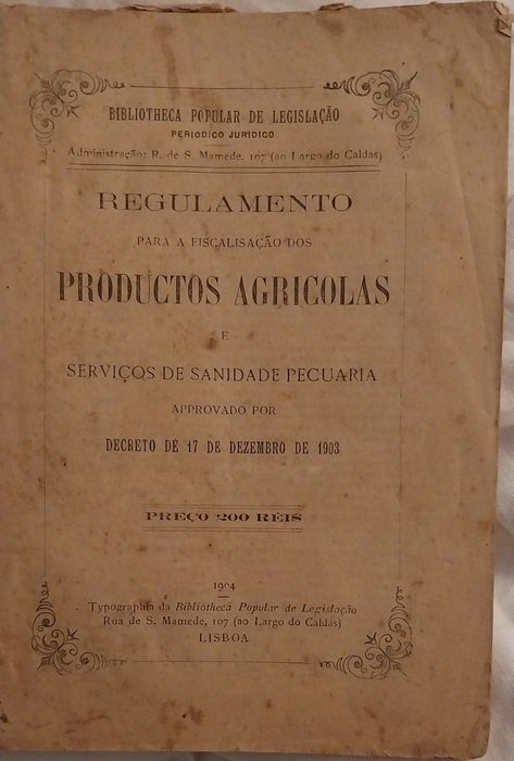 Produtos agriculas-Regulamento para a fiscalização dos produtos agríco