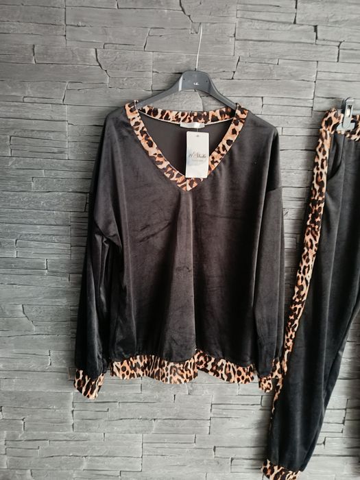 Dres welurowy czarny panterka