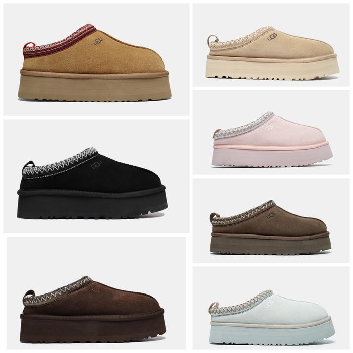р36-41 Жіночі замшеві уггі Ugg Tasman Platform Black Beige Khaki Grey