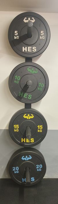 Obciążenie olimpijskie HES 110 kg + solidny wieszka