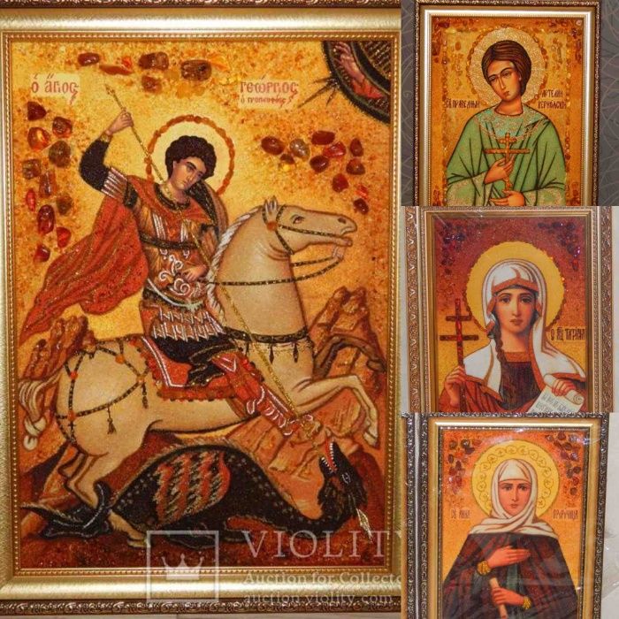 Иконы из янтаря ИМЕННЫЕ ИКОНЫ картины Портрет ікони КАРТИНИ З БУРШТИНУ